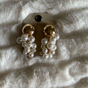 Anthropologie  Gold Earrings with Pearl Clusters -NWT